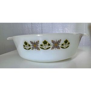 Vintage Anchor Hocking Fire King Green Meadow 1.5 Quart Casserole Dish 437